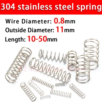 

304 stainless steel compression spring return spring steel Wire Diameter 0.8mm outside diameter 11mm pressure spring 10 Pcs