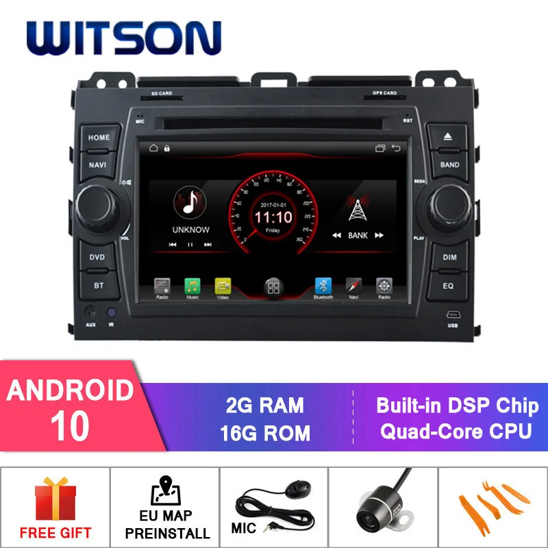 WITSON Android 10 автомобильный DVD плеер для TOYOTA PRADO 120 аудиоплеер с GPS MIRROR LINK/ 4G/DVR/DAB/OBD/TPMS
