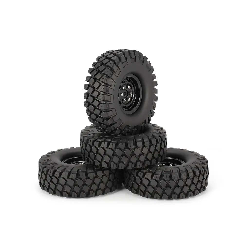 

4Pcs 1.9 Inch 115mm Rubber Tires Tire with Metal Wheel Rim Set for 1/10 Traxxas TRX-4 SCX10 RC4 D90 RC Crawler Car Part