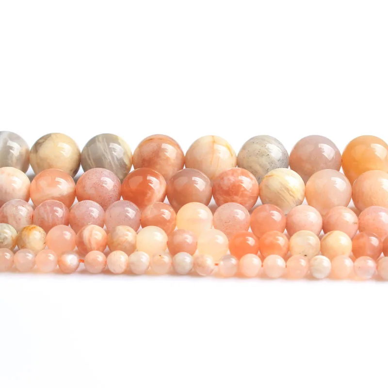 

LanLi Fashion natural Jewelry orange SunStone Loose Beads 4 6 8 10 12mm be fit for DIY bracelet necklace Accessories