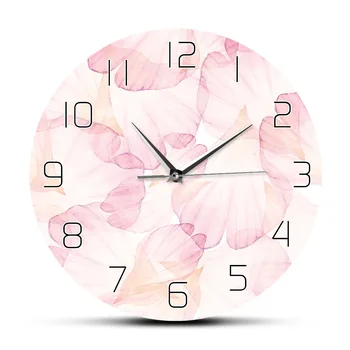 

Pink Flower Petal Modern Design Wall Clock Girl Nursery Boho Chic Pastel Art Bedroom Decorative Floral Flower Art Wall Watch