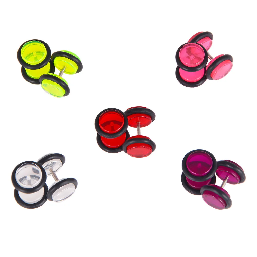1pair Acrylic/stainless Steel Rings Fake Ear Plugs And Tunnels Ear Piercing Fake Stretches Expander Jewelry