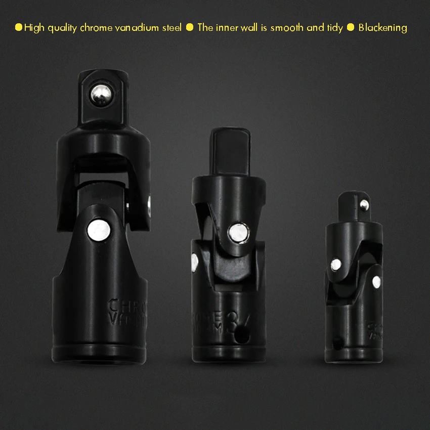 3PCS/Set Universal Joint, 1/4, 3/8& 1/2 inch Drive, Square Head Drive Sockets Chrome Vanadium Steel Sleeve Adapter Converter