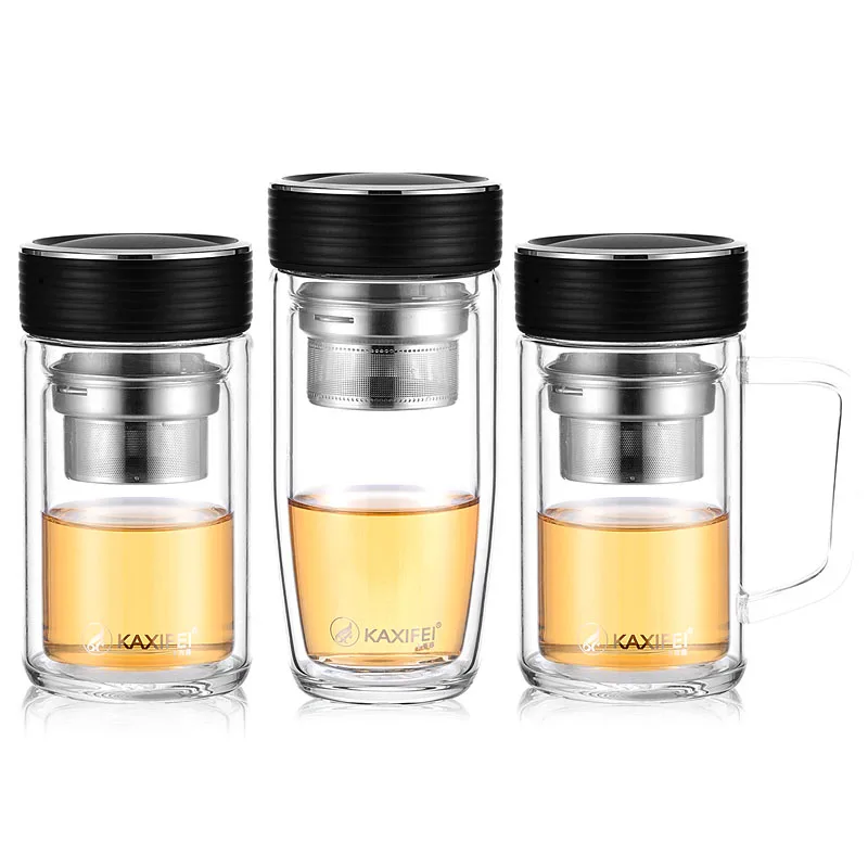 Curge Glass Tea Water Bottle with tea Infuser Double Wall and Separation Mug for Travel | Дом и сад