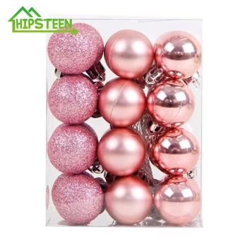 

12Pcs 6cm Christmas Ball Hanging Tree Ball Ornaments for Xmas Party Decor - Pink