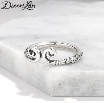 

DIEERLAN Boho Vintage 925 Sterling Silver Crown Rings For Women Men Big Open Finger Rings Party Gifts Anillos
