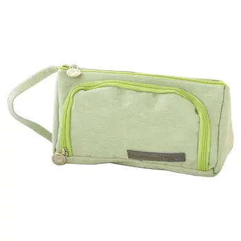 

Students Pencil Case Double Layer Cosmetic Bag Solid Color Cute Square School
