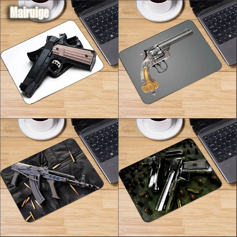 Крутые пистолеты оружие с узором коврик для мыши заказной удобный резиновый противоскользящий ПК настольный коврик для украшения стола