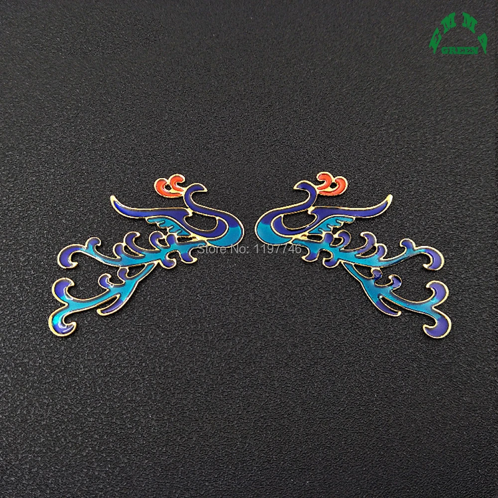 Phoenix Embellishments 10pcs Blue Enamel Phoenix Vintage Charm Pendant Flat back Button Embellishment Scrapbooking DIY Crafts