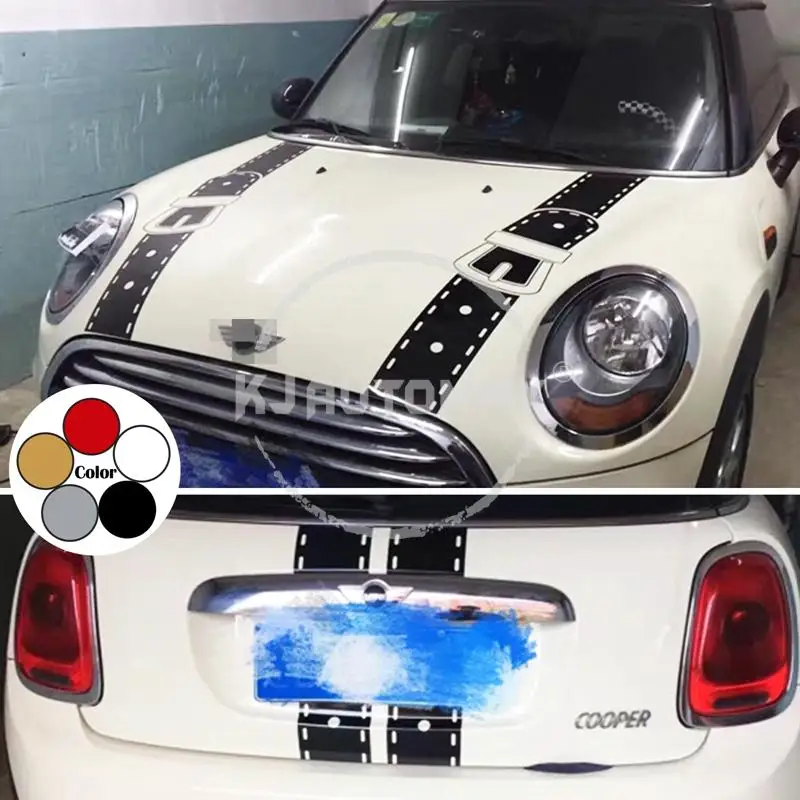 KJAUTOMAX для Mini Cooper R50 R52 R53 F55 F54 F56 F60 R55 R56#07 пояс капюшон гоночный автомобиль в полоску наклейка