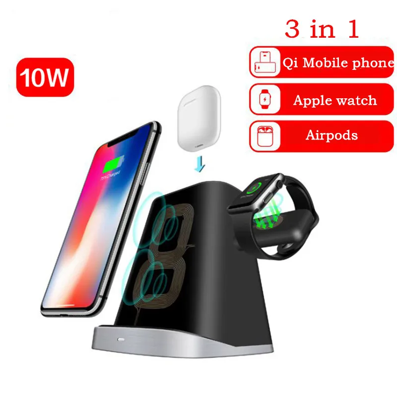 3 в 1 для Apple Watch магнитное зарядное устройство IPhone 8 Plus X XR XS 11 AirPods быстрое QI Беспроводное зарядное устройство для samsung S9 S8 док-станция