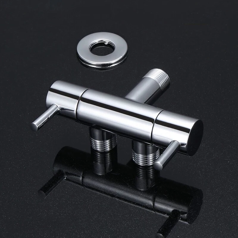 Description Picture 3 of itemBrass double handle Toilet faucet shattaf angle valve multifunctional toilet valves diverters valvula