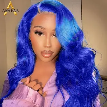 

Aiva Hair Large Stocks Wavy Blonde Wig Synthetic Lace Front Wig Purple Blue Heat Resistant Green Cosplay Wigs For Black Women