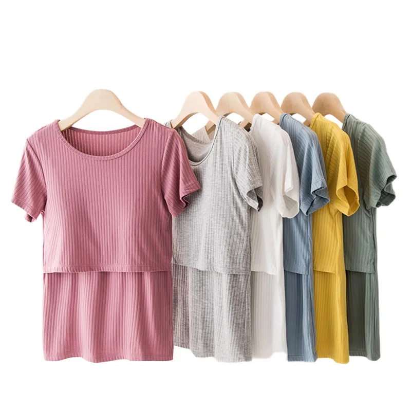 

2020 Casual Pregnant Women Maternity Clothes Summer T-Shirts Breastfeeding T-shirt Pregnancy Maternity Tops Breastfeeding Tees