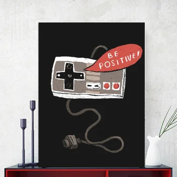

Be positive! nes controller Poster Canvas Print Home Decor Wall Art Decor No Frame