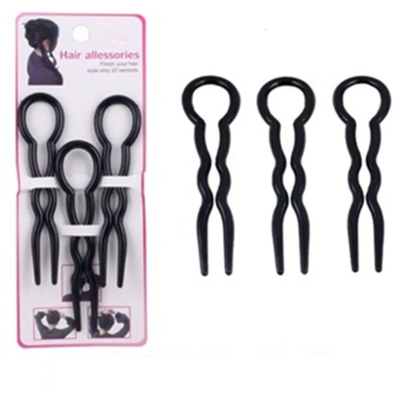 U образный женский зажим для булочки приспособление плетения кос черная заколка
