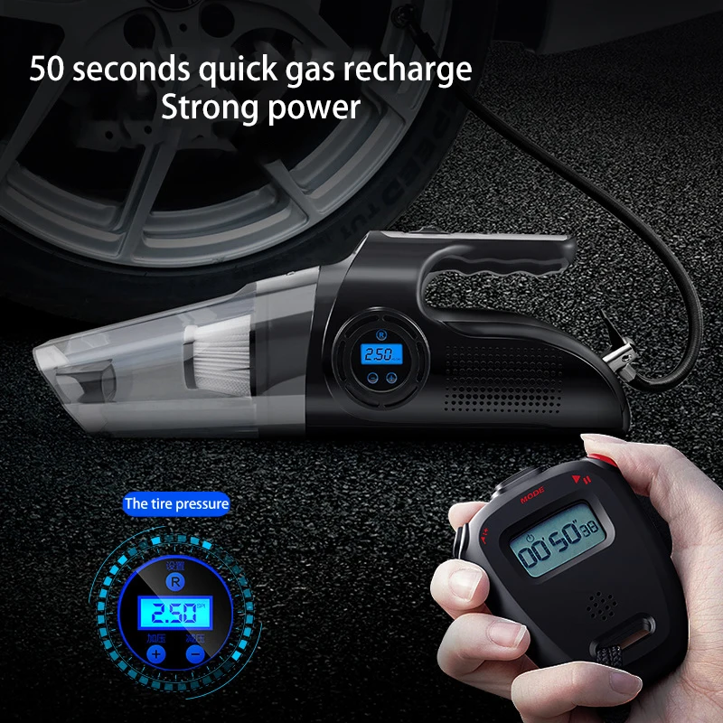 US $39.10 120W 4 In 1 Multi Function Portable Car Handheld Vacuum Cleaner Digital Display Dual Use Car Auto Inflatable Pump Air Compre
