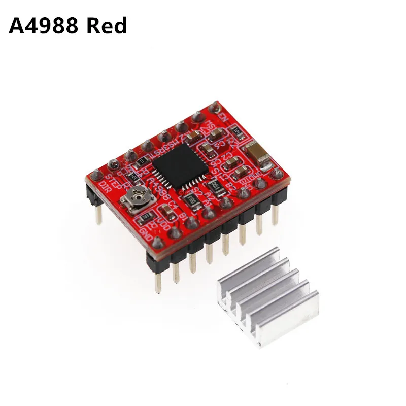 A4988 Red 3D-принтеры Запчасти StepStick мотор драйвер постоянного тока с радиатором A4988 DRV8825 шаговый Перевозчик Reprap Рампы 1,4 1,5 1,6 MKS GEN V1.4 доска - Цвет: A4988 Red