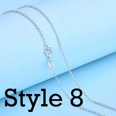 Style 8 Настоящее однотонное 925 пробы Серебряное ожерелье цепочка ювелирные изделия DIY Белое золото Желтое золото розовое золото цвет - Окраска металла: Style 8