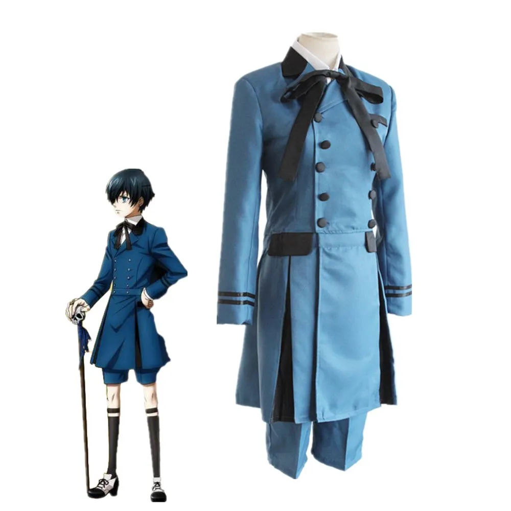 Черный Дворецкий куросицудзи Ciel Phantomhive Косплэй костюм emboitement Себастьяне аристократический фон для фотосъемки Косплэй костюм
