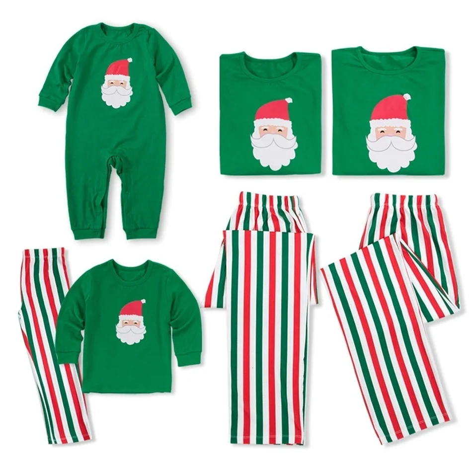

Family Matching Clothes Outfits Look Striped Christmas Pajamas Father Mother Kids & Baby Sleepwear Santa Nightwear Pyjamas Sets