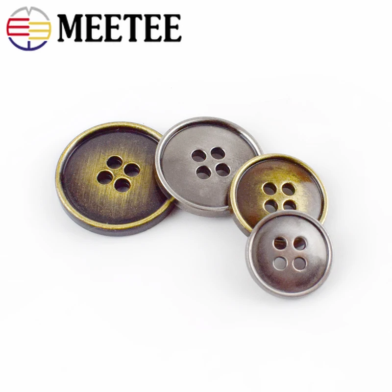 10/20pcs Metal Buttons Ancient Bronze Silver 4 holes Sewing Button Suit Coat Botones E4 33|Пуговицы| |