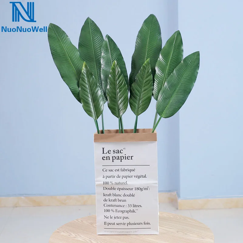 NuoNuoWell5SpraysGreenSilkBananaLeavesArtificialPlantLeafReal