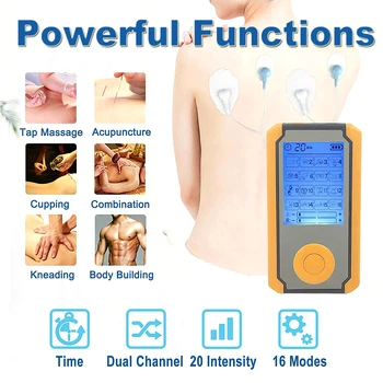 

Electrostimulator Massager Rechargeable Multifunction Pulse Muscle Stimulator Independent Control with Dual Output Channel