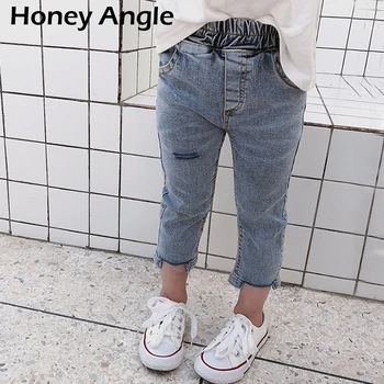 

Korean Style Kids Jeans For Girl Boy Ripped Baby Girl Denim Pants Spring Autumn Little Girl Trousers Fashion Children Jeans