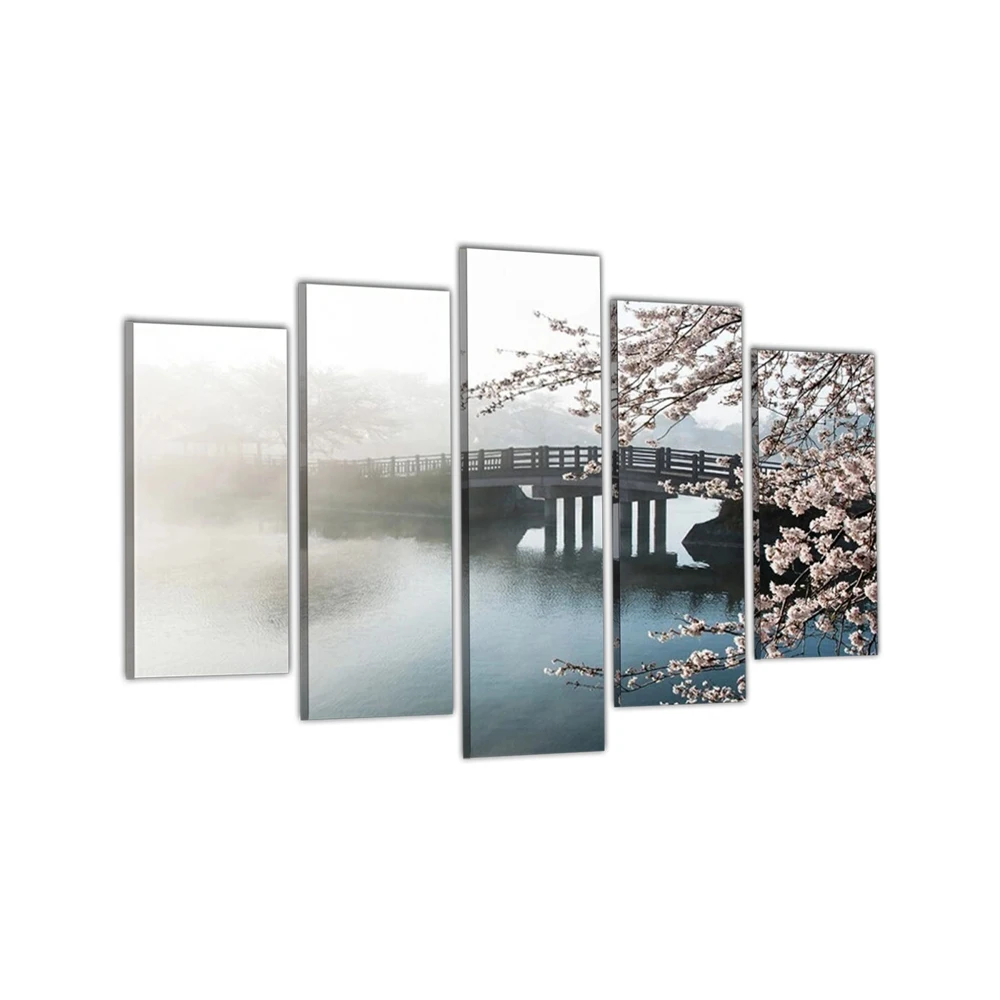 Модульная картина &quotМост над водой в тумане&quot Большая Репродукция 80х140 M304