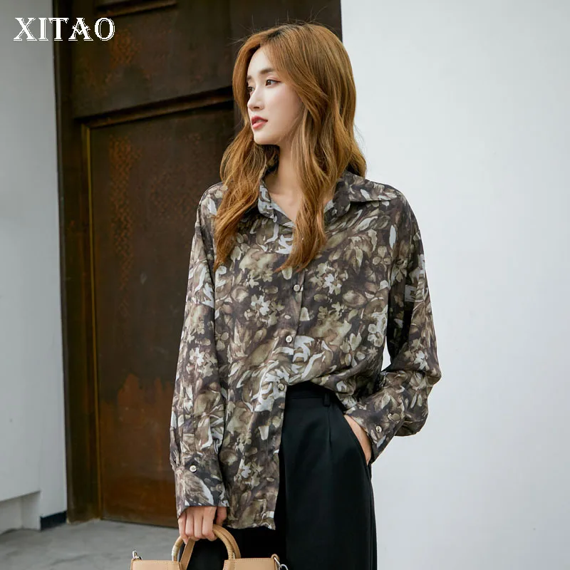 XITAO Print Pattern Vintage Shirt 2020 Spring Full Sleeve Elegant Small Fresh Minority Casual Loose Goddess Fan Blouse DMY3070 | Женская