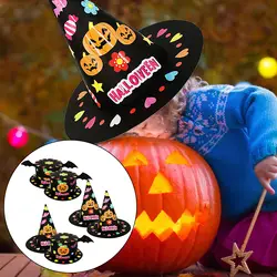 2 шт шляпа ведьмы на Хэллоуин ручной работы бумажная шляпа набор с наклейкой двухсторонняя лента для детей принадлежности для