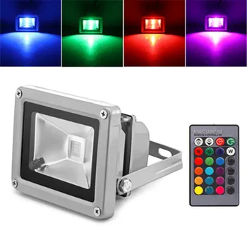 

10W RGB LED Flood Light Colorful Changing Spotlight Remote Control IP65 Waterproof Outdoor Street Lighting 85-245V Floodlight