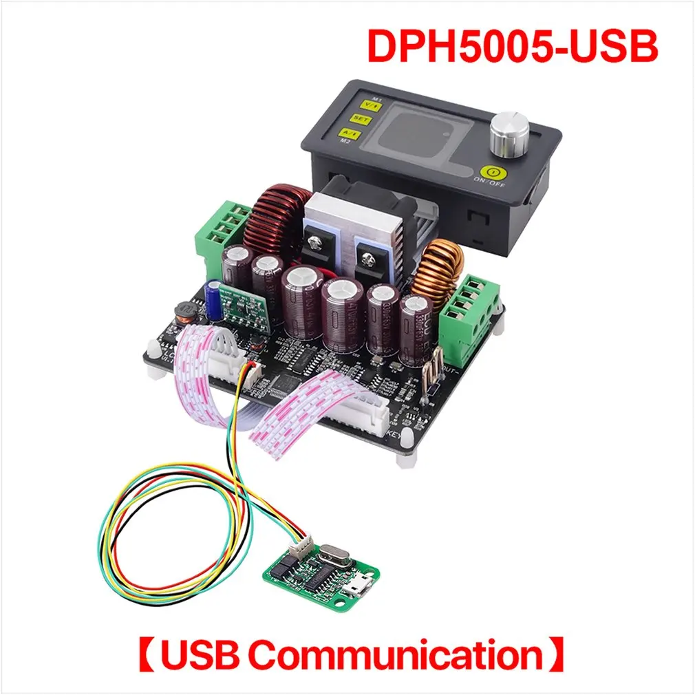 DPH5005-USB Buck-повышающий преобразователь постоянного тока постоянного Напряжение ток программируемый цифровой Управление Питание Цвет ЖК-дисплей вольтметр с алюминиевой крышкой, 50В 5A