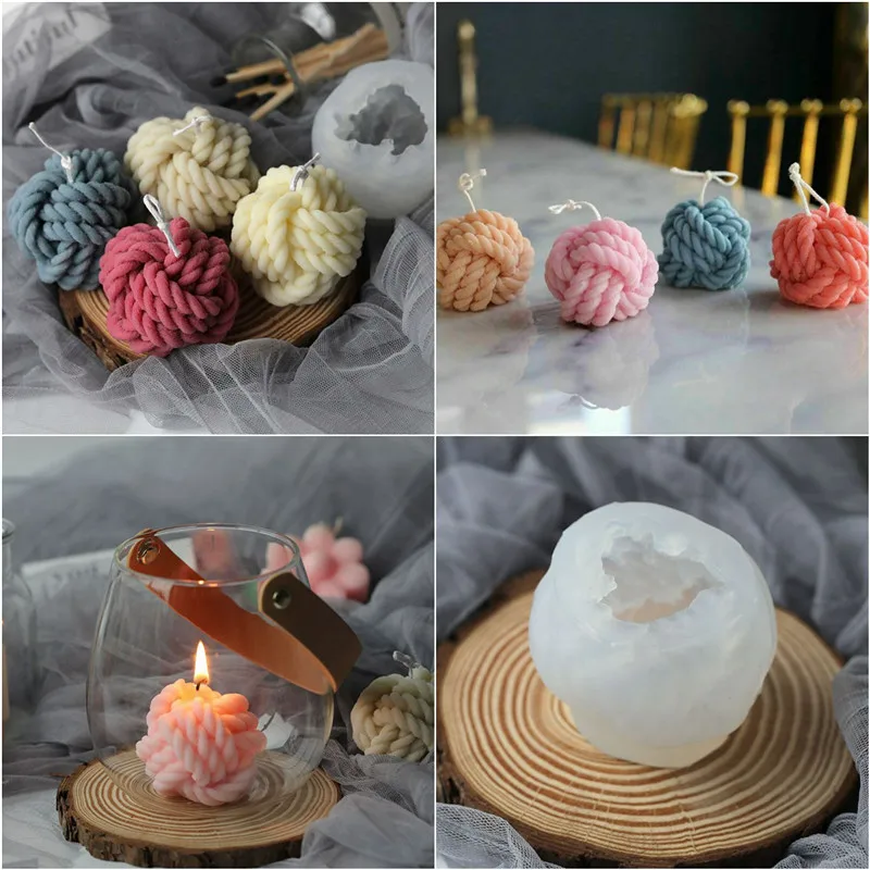 

DIY Candles Mould Wax Mold Soap Aromatherapy Candle Making Yarn Ball Shape