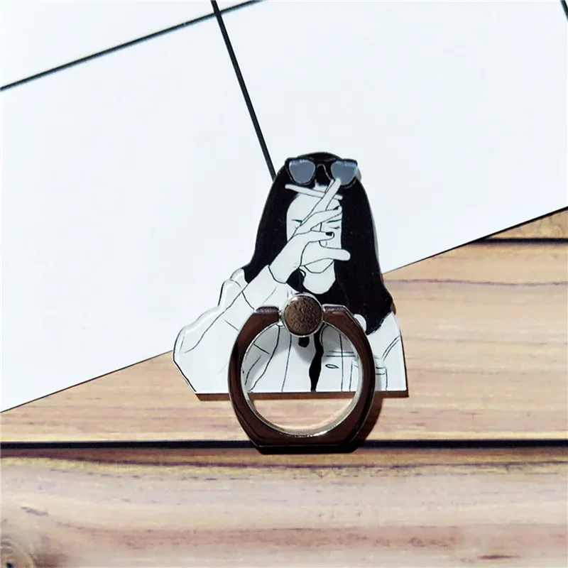 

2019 New Design 1 Piece High Quality Acrylic Mobile Phone Holder Ring for iPhone Cool Girls Man Smartphone Ring Holder Support