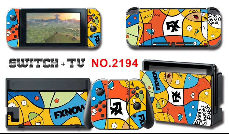 1set New Cute Anime Full Body Sticker for NS Switch Protective Cover Skin Colorful Art for Game Console Joy-Con Controller Decor