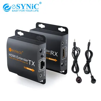 

eSYNiC EU Plug 1.3 HDMI Extender IR Remote Control DVD Player/Video Source Signal To 60m RJ45 Transmitter TX/RX 1080p Extender