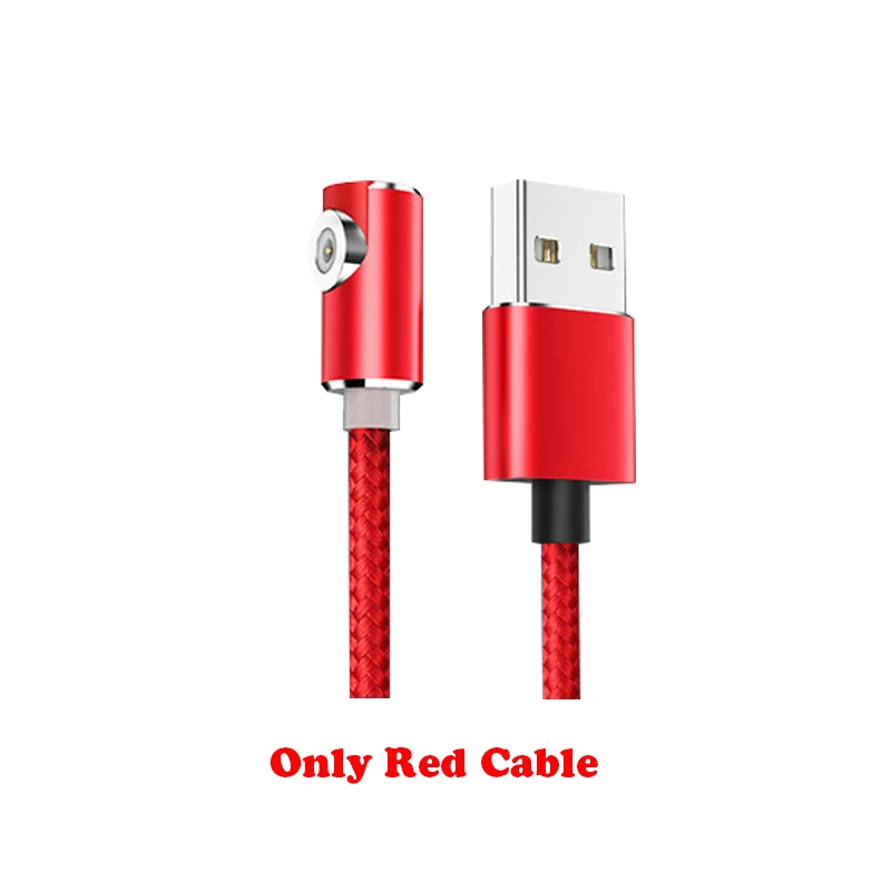 Магнитный usb-кабель для зарядки 1 м/2 м, адаптер Micro usb type C, зарядное устройство с углом 90 градусов, кабель для быстрой зарядки для iPhone huawei - Цвет: Red Cable