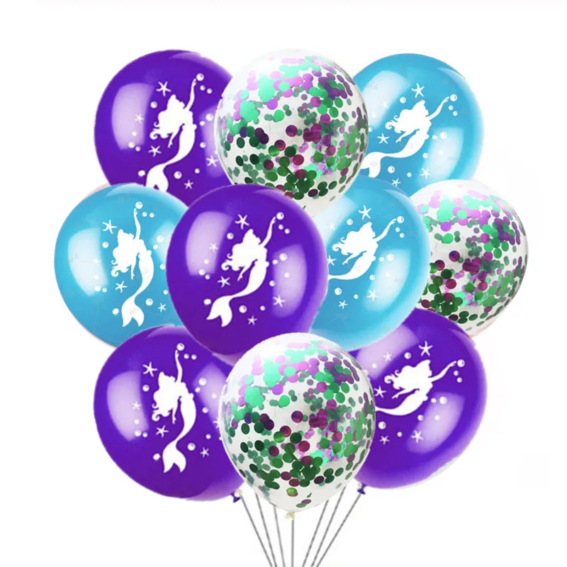 

10pcs Mermaid Balloon The Little Mermaid Birthday Party Baloons Mermaid Party Ballon Happy Birthday Party Decor Kids Birthday