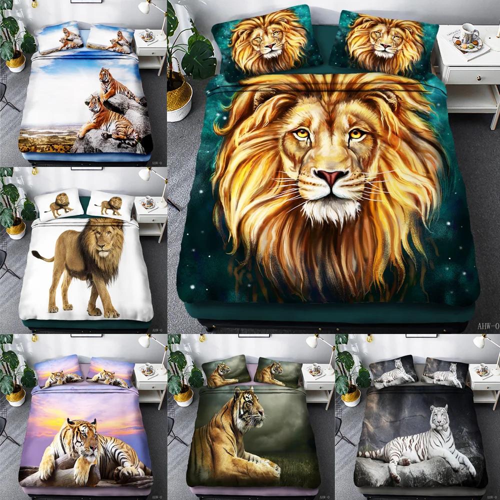 

Hot Sale Digital Printing White Tiger Bed Sheet Cover 3D Bedding Four Sets Of Home Textiles