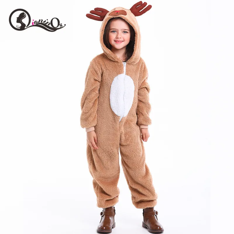 

Christmas Children Family Jumpsuit Winter New Cosplay Costume Coral Fleece Children Parents Cute Elk Shape Jumpsuits