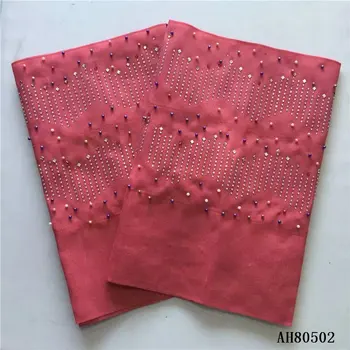 

Fashion african gele headtie aso oke with beads and stones 2019 high quality lace latest women head tie for party 2piece/lot