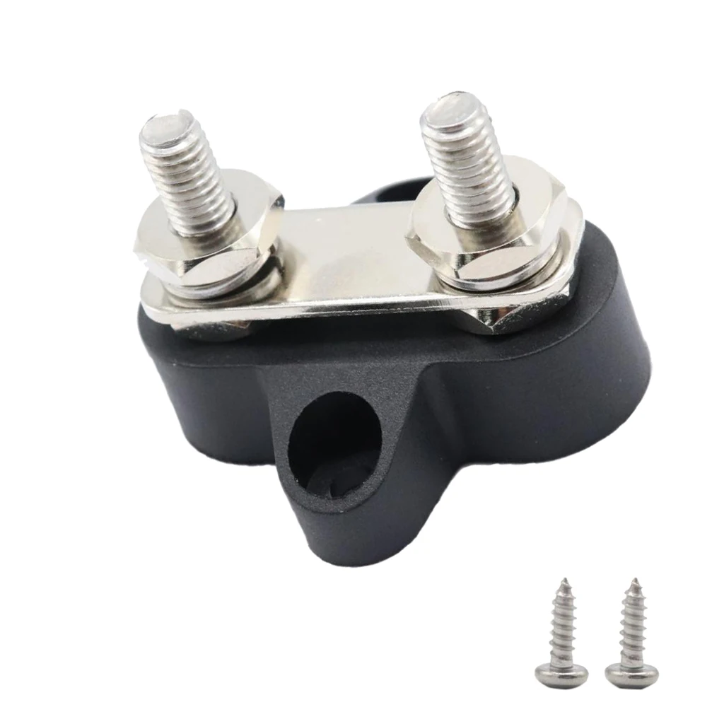 Car Bus Bar Terminal Block - M6 (1/4'') Power Distribution Block for Truck RV Boat, Heavy Duty Stainless Steel - Black