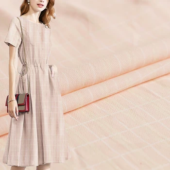 

Red Raspberry Light Pink Plaid Crepe Fabrics Rayon Garment Materials Spring Women Dress Sewing Cloth Textile Freeshipping