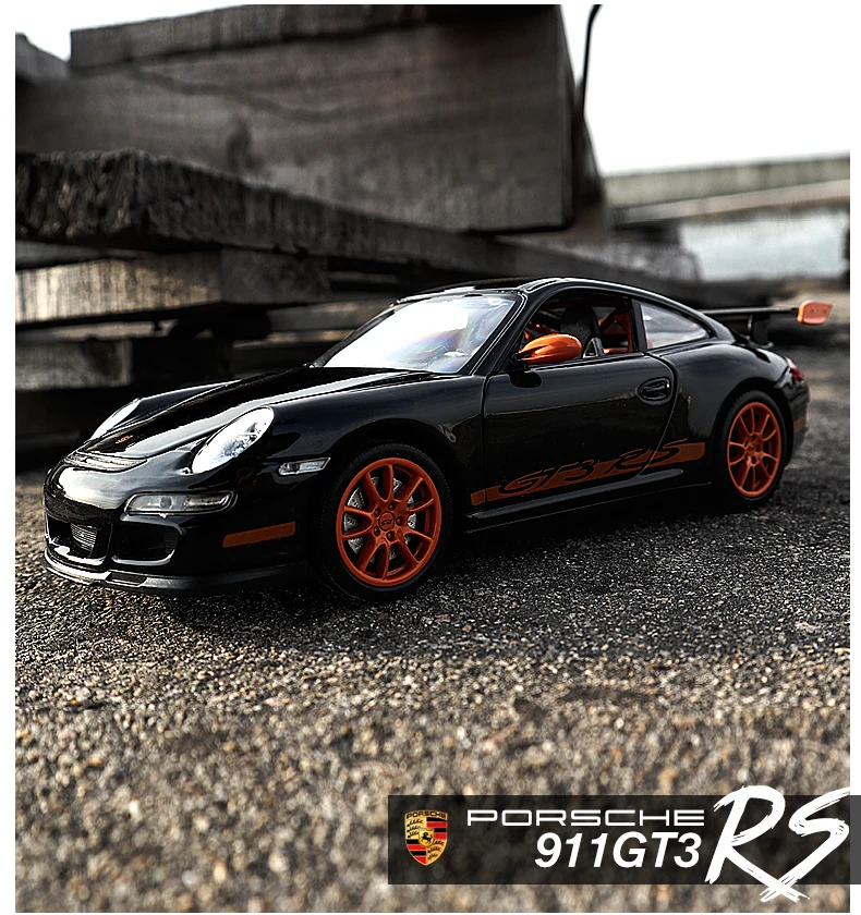 Welly 1:24 Porsche 911 GT3 RS blackcar модель автомобиля из сплава Моделирование Украшение автомобиля коллекция Подарочная игрушка Литье под давлением модель игрушка для мальчиков
