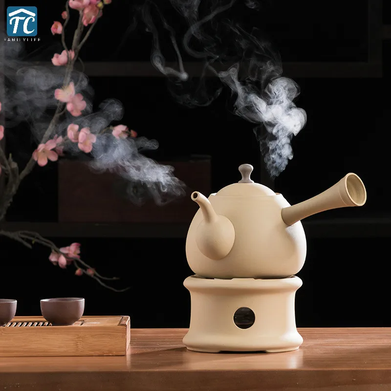Чайник с подогревом, изоляционная база, винтажная керамическая грубая керамика, японский стиль, чайник, держатель для чайника, водная грелка