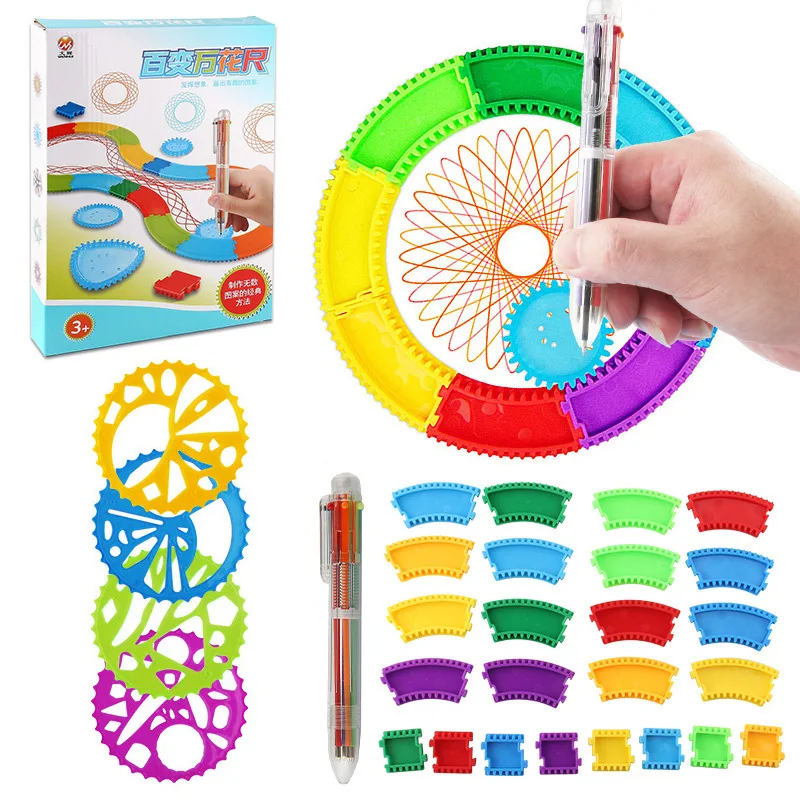 

Шаблоны для творчества в свободном стиле, художественная раскраска, спиральные игрушки для рисования, набор спирографов, доска для рисования разных форм, инструмент для творчества