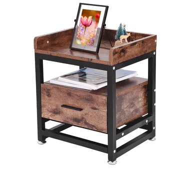 

Side Table Two-Story With Drawer Handle Living Room Bedroom Sofa Storage Bedside