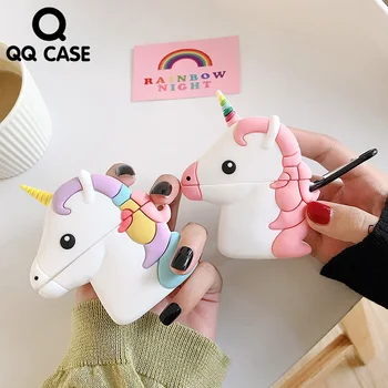 

3D Cute Case for Apple airpods 1 2 Unicorn Rainbow Wireless Charge Earphone Cover Box For Air Pods Airpod Pouch with Hang buckle